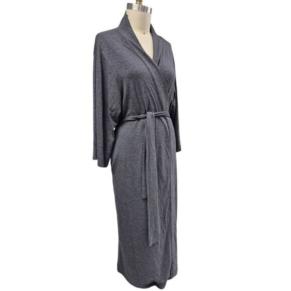 Natori Shangri-La Robe Stretch Polyester Heather Gray  Pockets Womens  L - Picture 2 of 5